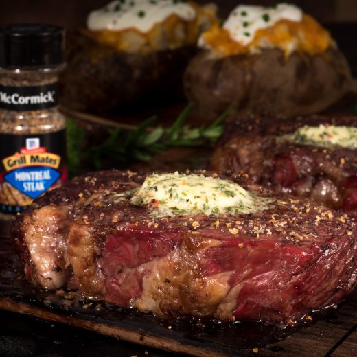 Hickory Planked Ribeye Steaks with Cowboy Butter